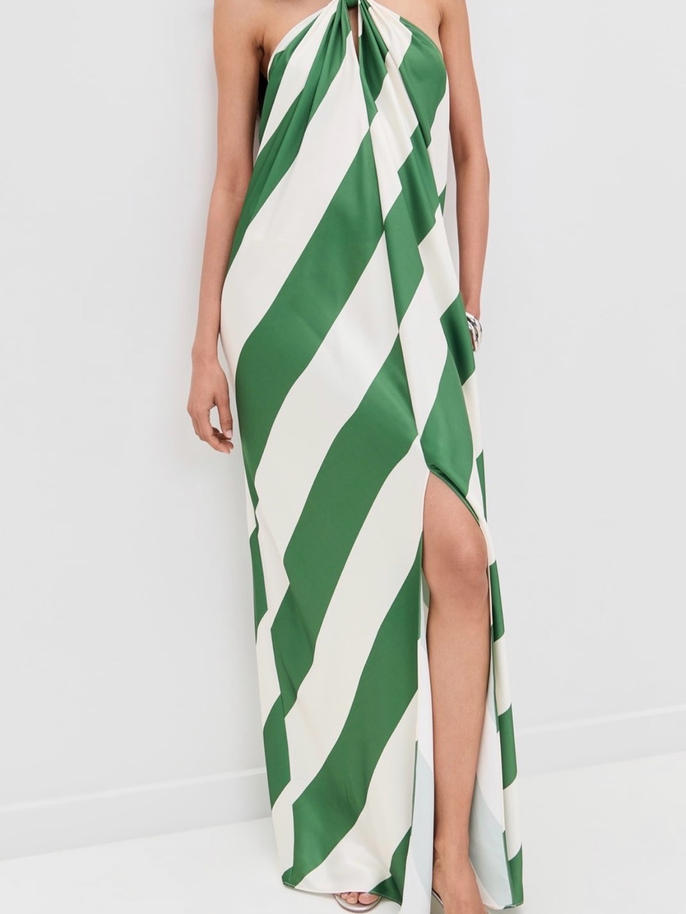 Ronny Kobo Collection Green and White Strapless Knot Maxi Dress - Picture 3 of 8